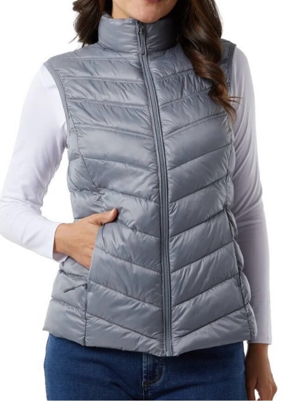 32 Degrees Light Gray Quilted Puffer Vest